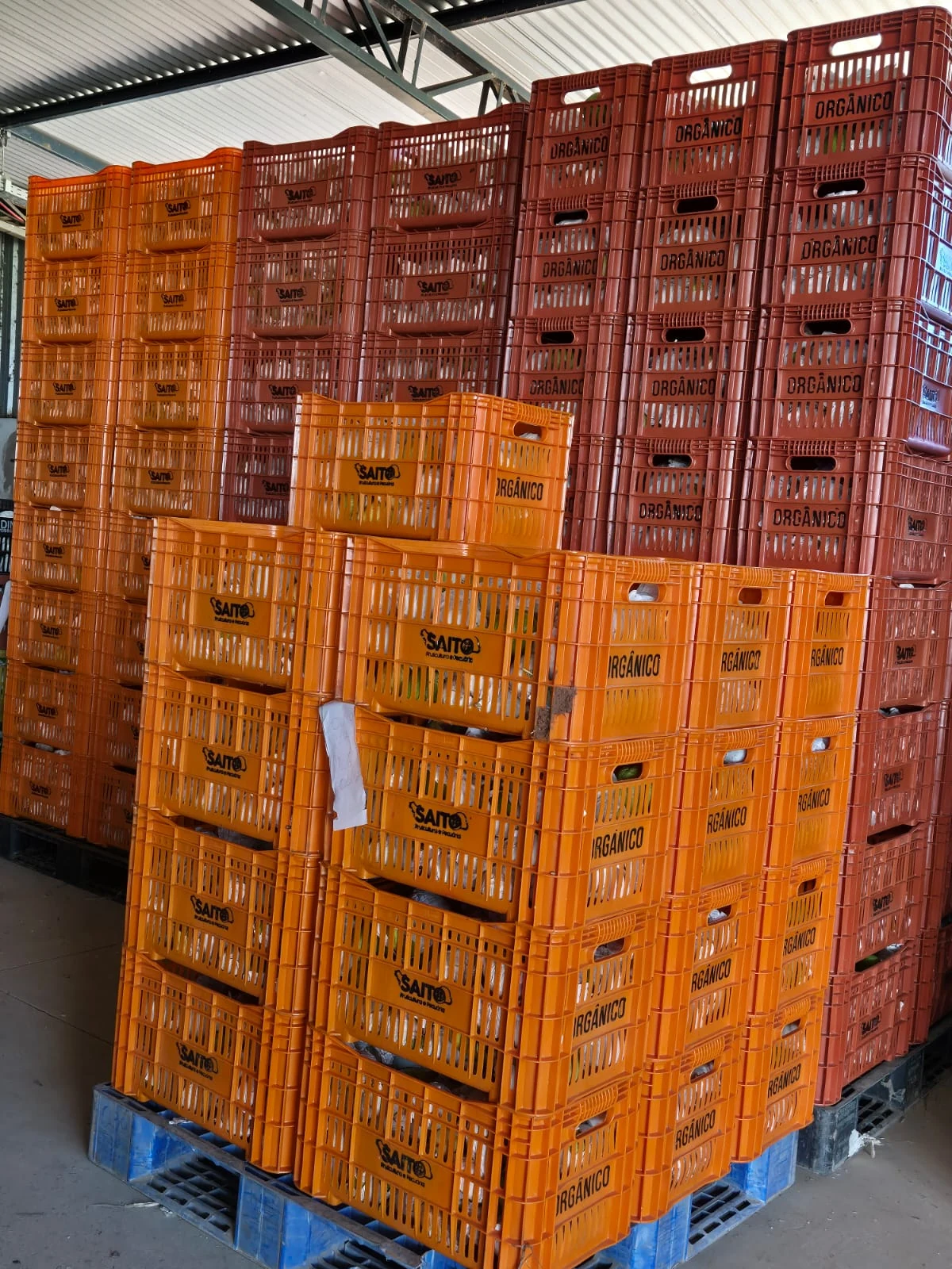 Caixas organizadas para o trabalho da produção.